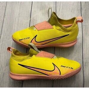 Yellow Nike Mercurial Air Zoom Girl Soccer Turf Cleats Shoes, Size Youth 4.5